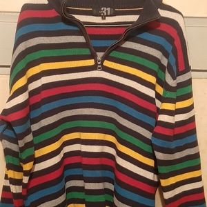 Le 31 Colorful 1/4 Zip Sweater Large